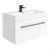 Valencia 800 Gloss White Minimalist Wall Hung Vanity Unit with Matt Black Handle
