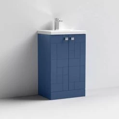 Venice Abstract 500mm Blue Vanity Unit - Floor Standing 2 Door Unit with Chrome Square Drop Handles 8 Venice Abstract 500mm Blue Vanity Unit - Floor Standing 2 Door Unit with Chrome Square Drop Handles -Vanity Units Sales Store VAFS500BLU D1 460