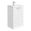 Venice Abstract 500mm White Vanity Unit - Floor Standing 2 Door Unit with Chrome Square Drop Handles