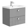 Venice Abstract 600mm Grey Vanity Unit - Wall Hung 2 Drawer Unit with Chrome Square Drop Handles