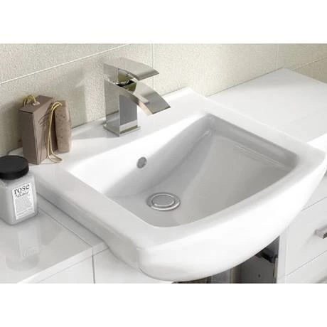 Venice 460 Gloss White Vanity with Matt Black Handle (Unit Depth 300mm) 2 Venice 460 Gloss White Vanity with Matt Black Handle (Unit Depth 300mm) - Image 2
