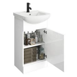 Venice 460 Gloss White Vanity with Matt Black Handle (Unit Depth 300mm) 7 Venice 460 Gloss White Vanity with Matt Black Handle (Unit Depth 300mm) -Vanity Units Sales Store VB450 d3 460