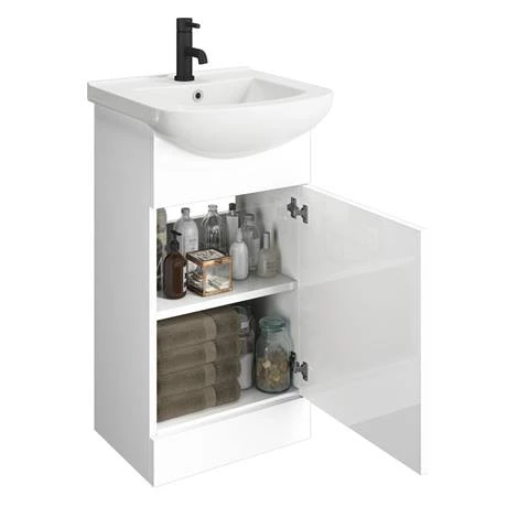 Venice 460 Gloss White Vanity with Matt Black Handle (Unit Depth 300mm) 4 Venice 460 Gloss White Vanity with Matt Black Handle (Unit Depth 300mm) - Image 4