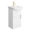 Venice 460 Gloss White Vanity with Brushed Brass Handle (Unit Depth 300mm)