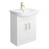 Venice 665 Gloss White Vanity with Brushed Brass Handles (Unit Depth 300mm)