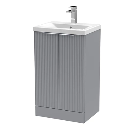 Venice Fluted 500mm Grey Vanity Unit - Floor Standing 2 Door Unit with Chrome Handles 1 Venice Fluted 500mm Grey Vanity Unit - Floor Standing 2 Door Unit with Chrome Handles