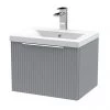 Venice Fluted 500mm Grey Vanity Unit - Wall Hung Single Drawer Unit with Chrome Handle