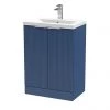 Venice Fluted 600mm Blue Vanity Unit - Floor Standing 2 Door Unit with Chrome Handles
