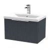 Venice Fluted 600mm Anthracite Vanity Unit - Wall Hung Single Drawer Unit with Chrome Handle