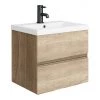 Venice Linea 500mm Rustic Oak Wall Hung 2-Drawer Vanity Unit