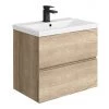 Venice Linea 600mm Rustic Oak Wall Hung 2-Drawer Vanity Unit