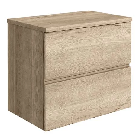 Venice Linea Rustic Oak Countertop Basin Unit - 600mm 2 Drawer with Round Matt White Basin 3 Venice Linea Rustic Oak Countertop Basin Unit - 600mm 2 Drawer with Round Matt White Basin - Image 3