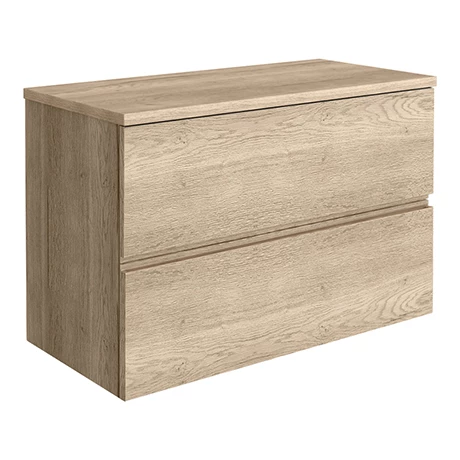 Venice Linea 800mm Rustic Oak Vanity - Wall Hung 2 Drawer Unit with Worktop 1 Venice Linea 800mm Rustic Oak Vanity - Wall Hung 2 Drawer Unit with Worktop