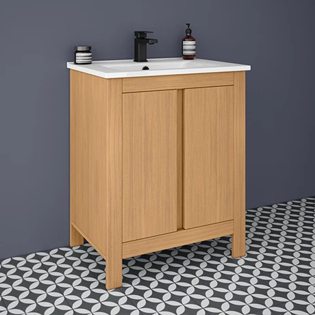 Valencia Naturale Oak Effect Vanity Unit - 650mm Wide 1 Valencia Naturale Oak Effect Vanity Unit - 650mm Wide
