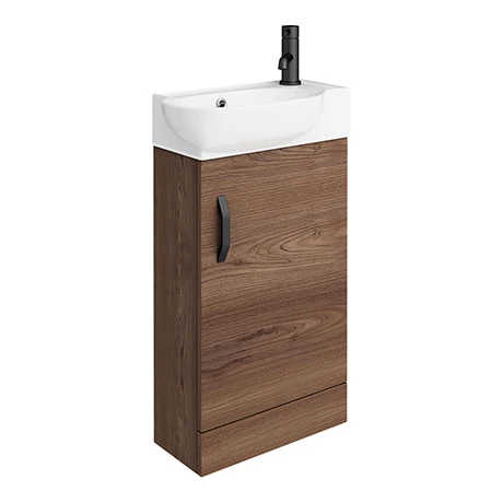 Valencia Perla Floor Standing Vanity incl. Matt Black Handle (Dark Oak Effect - 450mm Wide) 1 Valencia Perla Floor Standing Vanity incl. Matt Black Handle (Dark Oak Effect - 450mm Wide)