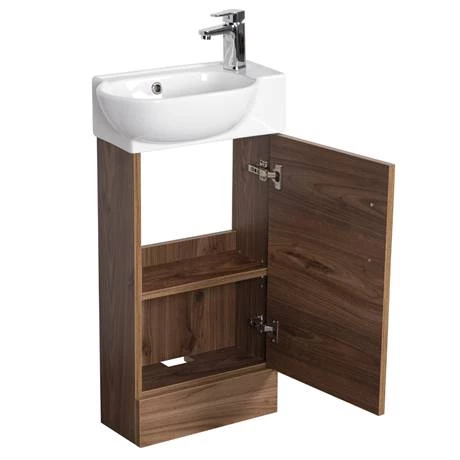 Valencia Perla Floor Standing Vanity incl. Matt Black Handle (Dark Oak Effect - 450mm Wide) 2 Valencia Perla Floor Standing Vanity incl. Matt Black Handle (Dark Oak Effect - 450mm Wide) - Image 2