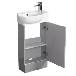 Valencia Perla Floor Standing Cloakroom Vanity (Gloss Grey - 450mm Wide) -Vanity Units Sales Store VPFSGG45 d2 460