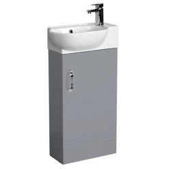 Valencia Perla Floor Standing Cloakroom Vanity (Gloss Grey - 450mm Wide)