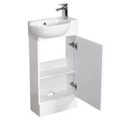 Valencia Perla Floor Standing Cloakroom Vanity (Gloss White - 450mm Wide) 7 Valencia Perla Floor Standing Cloakroom Vanity (Gloss White - 450mm Wide) -Vanity Units Sales Store VPFSGW45 d2 460