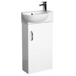 Valencia Perla Floor Standing Cloakroom Vanity (Gloss White - 450mm Wide)