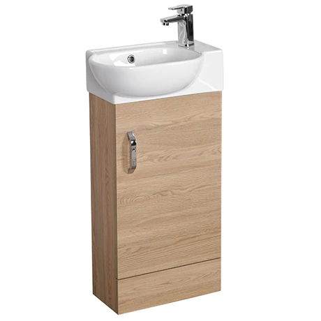 Valencia Perla Floor Standing Cloakroom Vanity (Light Oak Effect - 450mm Wide) 1 Valencia Perla Floor Standing Cloakroom Vanity (Light Oak Effect - 450mm Wide)