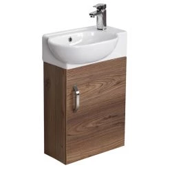 Valencia Perla Wall Hung Cloakroom Vanity (Dark Oak Effect - 450mm Wide)