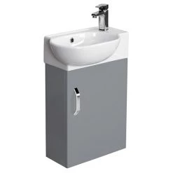 Valencia Perla Wall Hung Cloakroom Vanity (Gloss Grey - 450mm Wide)