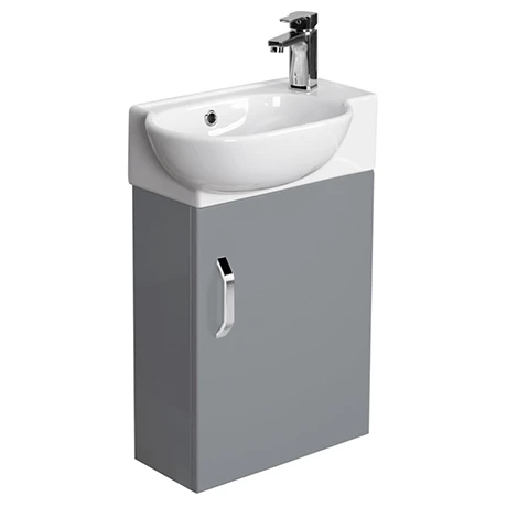 Valencia Perla Wall Hung Cloakroom Vanity (Gloss Grey - 450mm Wide) 1 Valencia Perla Wall Hung Cloakroom Vanity (Gloss Grey - 450mm Wide)