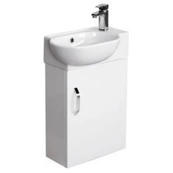 Valencia Perla Wall Hung Cloakroom Vanity (Gloss White - 450mm Wide)