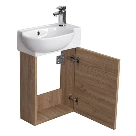 Valencia Perla Wall Hung Cloakroom Vanity (Light Oak Effect - 450mm Wide) 2 Valencia Perla Wall Hung Cloakroom Vanity (Light Oak Effect - 450mm Wide) - Image 2