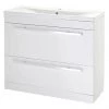Nuie - 1000 x 400mm Floor Standing Mid Edge Basin & Cabinet - Gloss White - VTFE1000