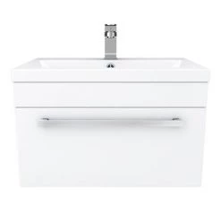 Nuie 600 x 400mm Wall Mounted Mid Edge Basin & Cabinet - Gloss White - VTWE600 -Vanity Units Sales Store VTWE600 D4 460