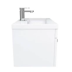 Nuie 600 x 400mm Wall Mounted Mid Edge Basin & Cabinet - Gloss White - VTWE600 -Vanity Units Sales Store VTWE600 D5 460