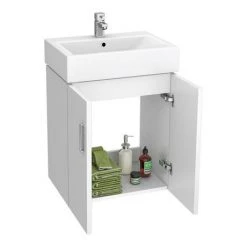 Nova Wall Mounted Vanity - 450mm Gloss White (Flat Packed) 10 Nova Wall Mounted Vanity - 450mm Gloss White (Flat Packed) -Vanity Units Sales Store VTWW450 detail a 460 1