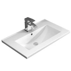 Nova 600mm Wall Hung Vanity Sink With Cabinet - Modern High Gloss White -Vanity Units Sales Store VTWW600 d2 460