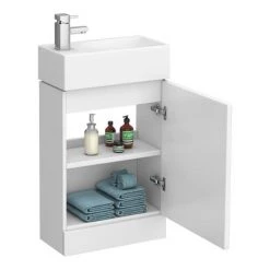 Cubix High Gloss White Vanity Unit inc Ceramic Basin W480 x D230mm - VTY058 -Vanity Units Sales Store VTY058 d4 460