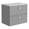 Venice Abstract 600mm Grey Vanity Unit - Wall Hung 2 Drawer Unit with Grey Worktop & Chrome Handles