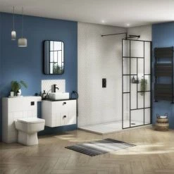 Venice Abstract 600mm White Vanity - Wall Hung 2 Drawer Unit with Black Worktop & Matt Black Handles -Vanity Units Sales Store VWH6WHIBLKB d5 460