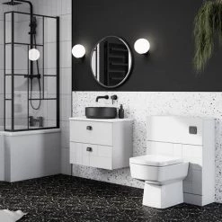 Venice Abstract 600mm White Vanity - Wall Hung 2 Drawer Unit with White Worktop & Matt Black Handles 9 Venice Abstract 600mm White Vanity - Wall Hung 2 Drawer Unit with White Worktop & Matt Black Handles -Vanity Units Sales Store VWH6WHIWHIB d5 460