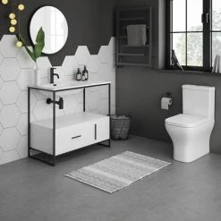 Venice 900 Black Frame Basin Washstand incl. Solid Stone Basin 8 Venice 900 Black Frame Basin Washstand incl. Solid Stone Basin -Vanity Units Sales Store VWS9 d2 460
