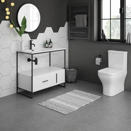 Venice 900 Black Frame Basin Washstand incl. Solid Stone Basin 3 Venice 900 Black Frame Basin Washstand incl. Solid Stone Basin - Image 3
