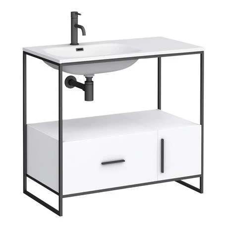Venice 900 Black Frame Basin Washstand incl. Solid Stone Basin 2 Venice 900 Black Frame Basin Washstand incl. Solid Stone Basin - Image 2