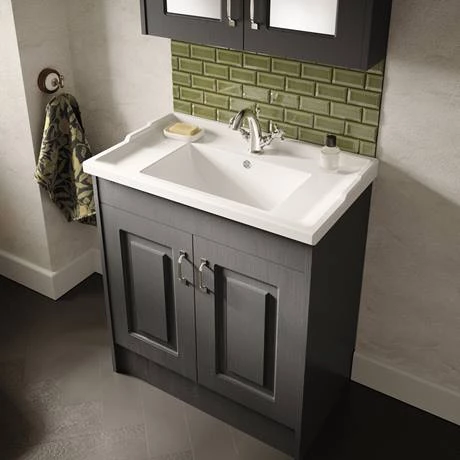 York Traditional Dark Grey Bathroom Basin Unit (820 x 480mm) 3 York Traditional Dark Grey Bathroom Basin Unit (820 x 480mm) - Image 3