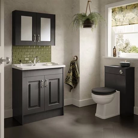 York Traditional Dark Grey Bathroom Basin Unit (820 x 480mm) 4 York Traditional Dark Grey Bathroom Basin Unit (820 x 480mm) - Image 4